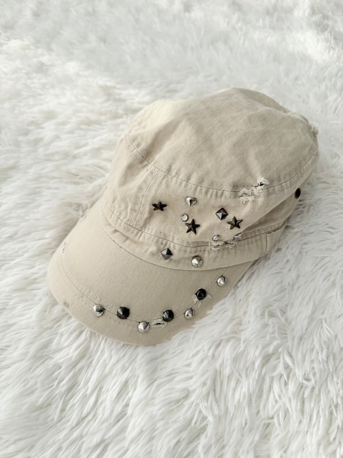 Y2K 스타 스터드 라이트 베이지 볼캡  상품이미지2