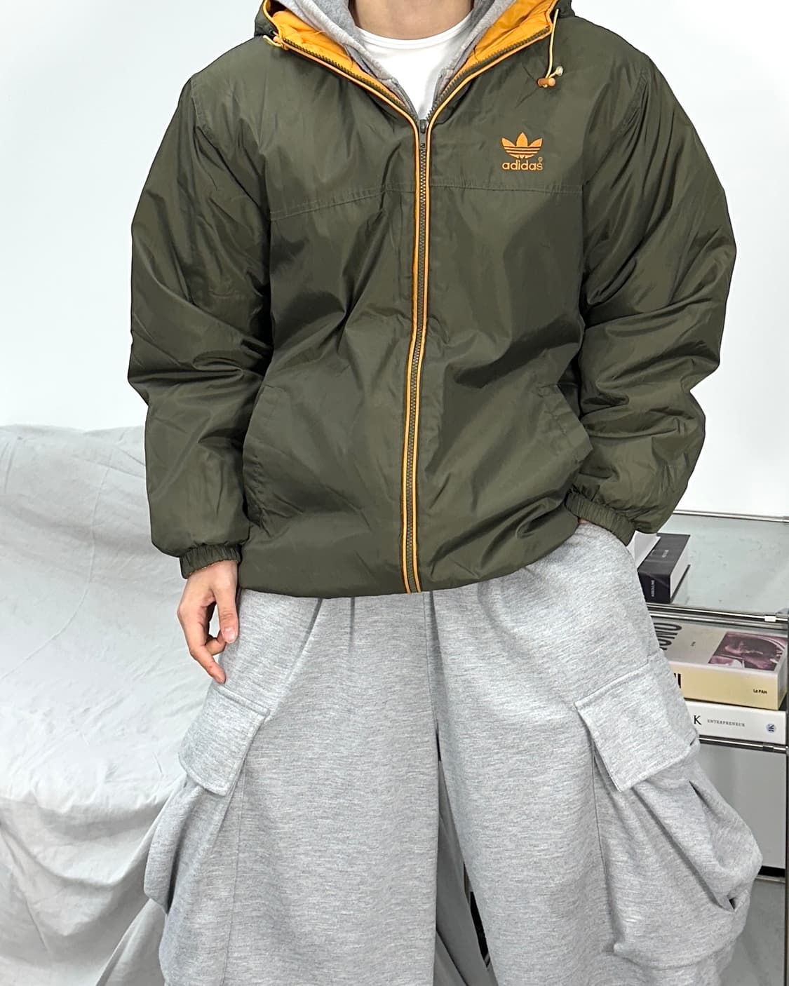 아디다스 90s 카키 바람막이 점퍼 M 상품이미지2