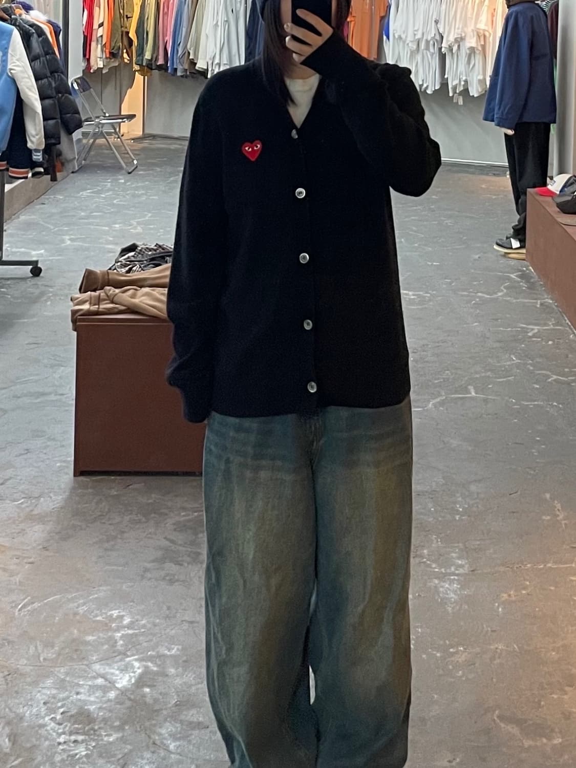 꼼데가르송플레이 블랙 레드와펜 모 가디건 H1307 상품이미지1