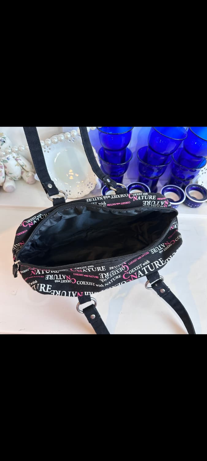 블랙 영문 프린팅 체인 숄더백 상품이미지5