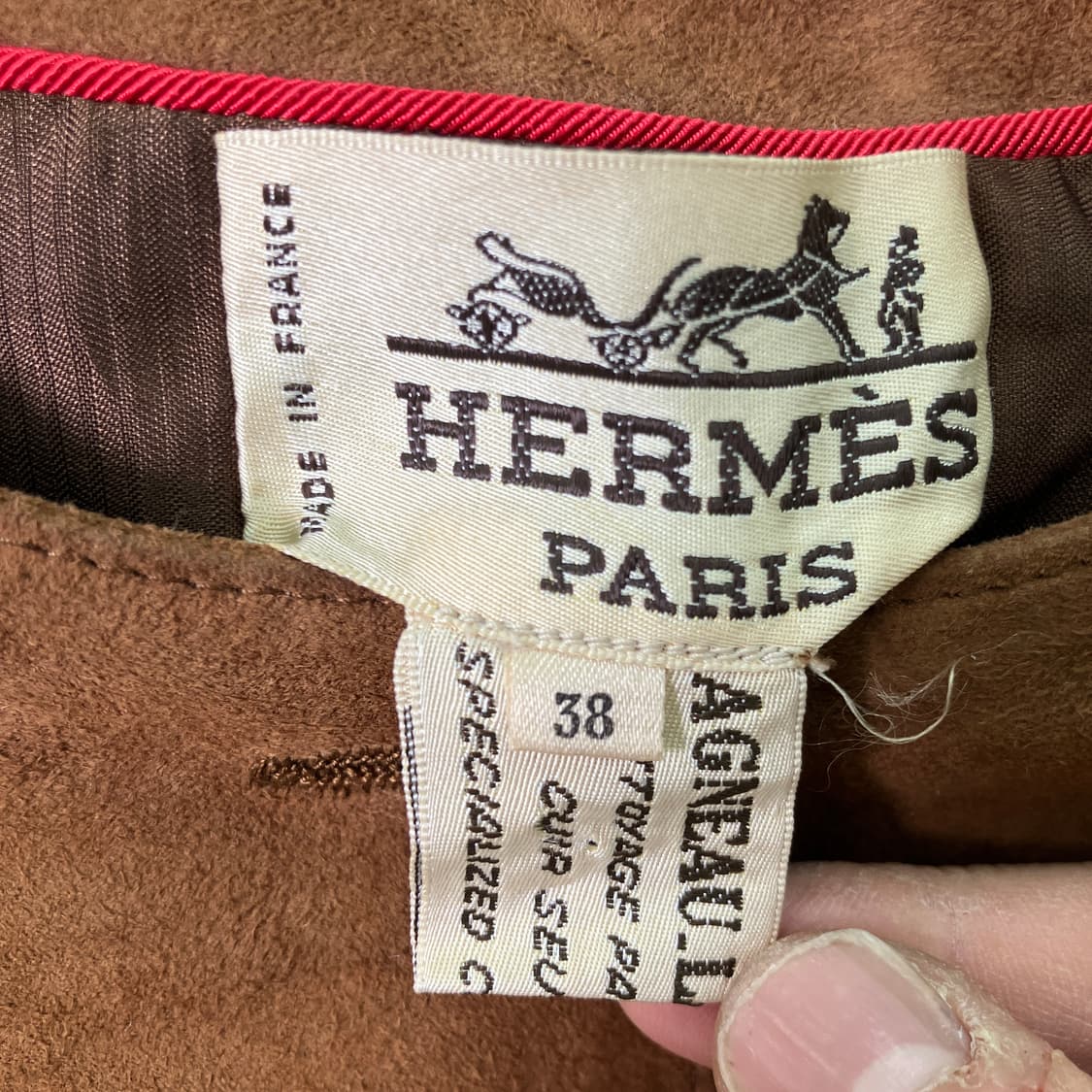 Hermes 에르메스 브라운 스웨이드 크롭 자켓 38 상품이미지3