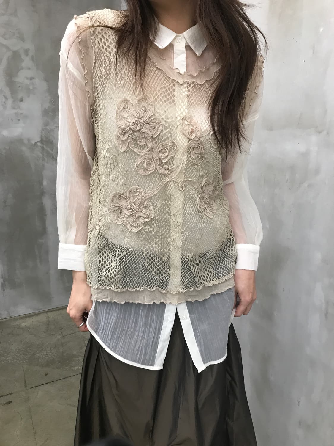 Vest*sheer shirt set 상품이미지2