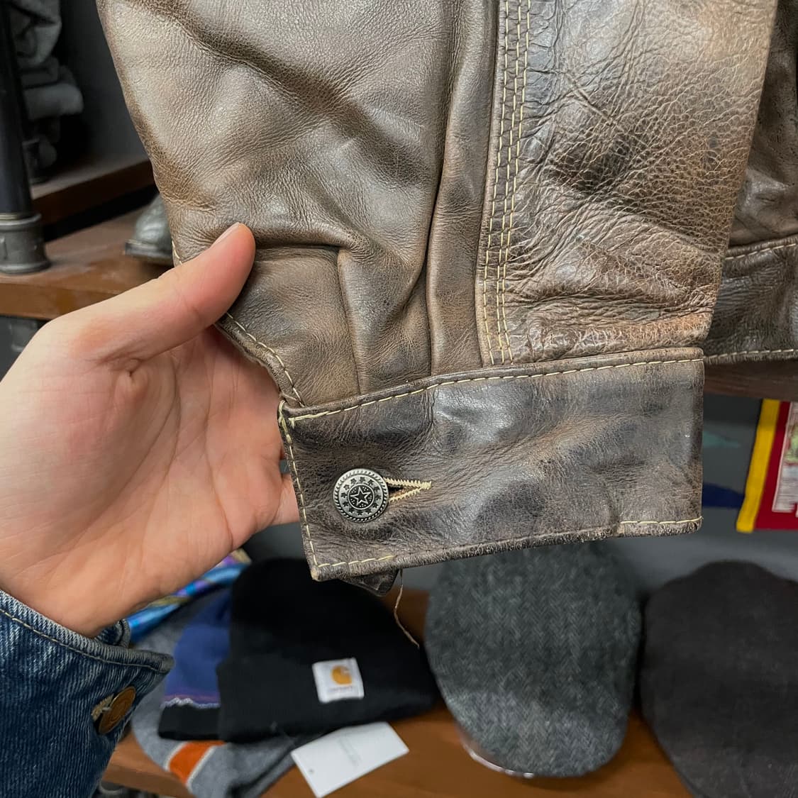 70s 카우하이드 리얼 레더 type 3 모델 트러커 소가죽 자켓 상품이미지4