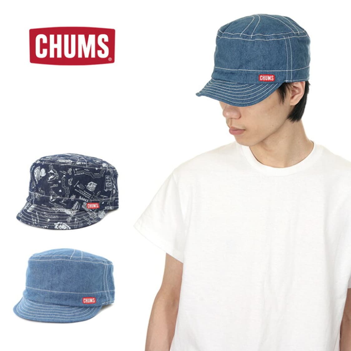 Chums 흑청 데님 빈티지 모자 상품이미지6