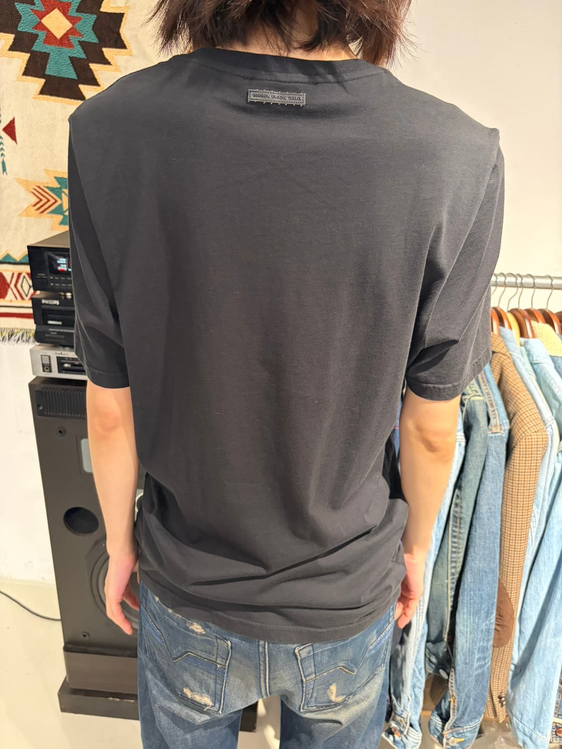 Diesel 블루 라인 아트 기하학 반팔 티셔츠 상품이미지2