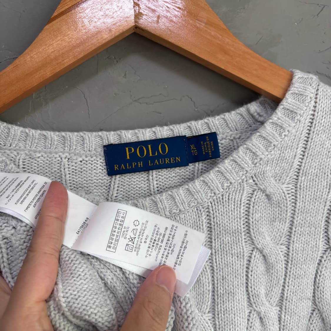 폴로 랄프로렌 꽈배기 니트 라이트 그레이 상품이미지3