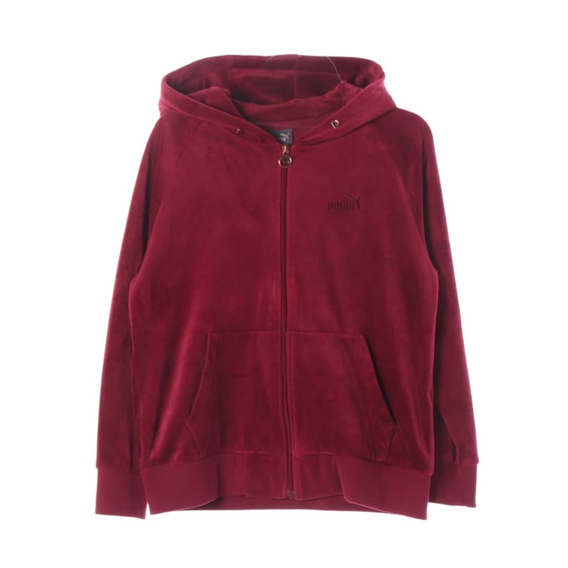 PUMA 로고 자수 벨벳 벨로아 후드 집업 L 상품이미지1