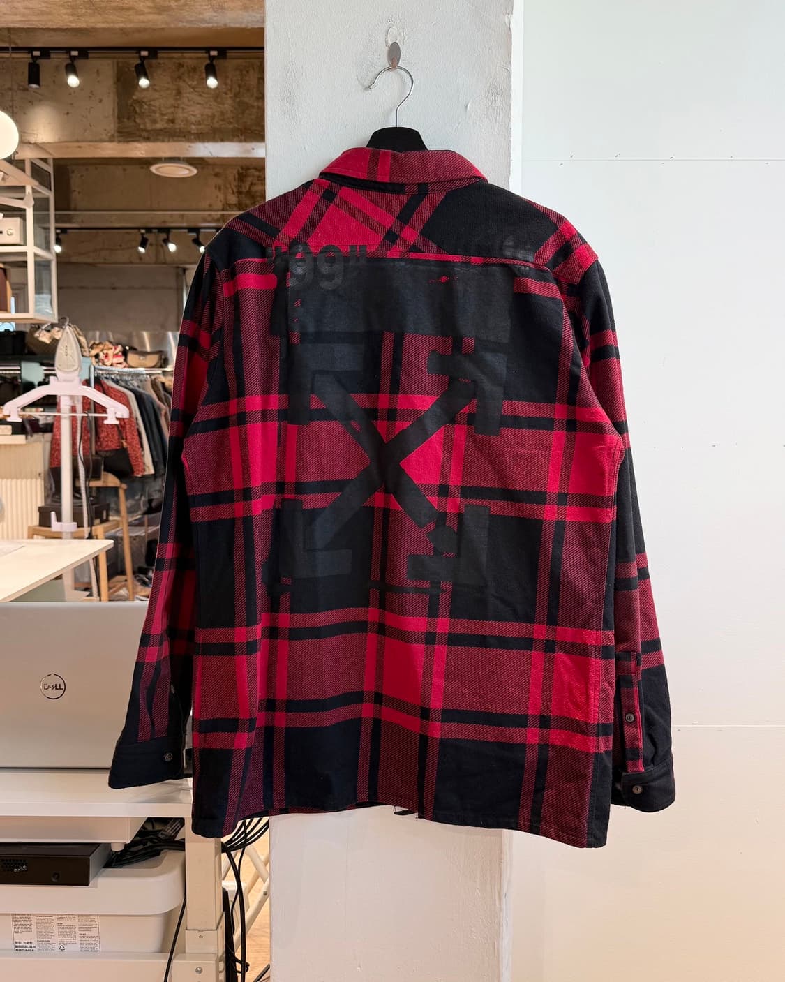 오프화이트 레드 체크 스텐실 플란넬 셔츠 상품이미지7