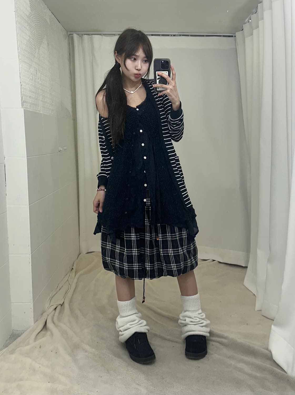 네이비 너드 니혼진 체크 펌킨 코디세트 상품이미지2
