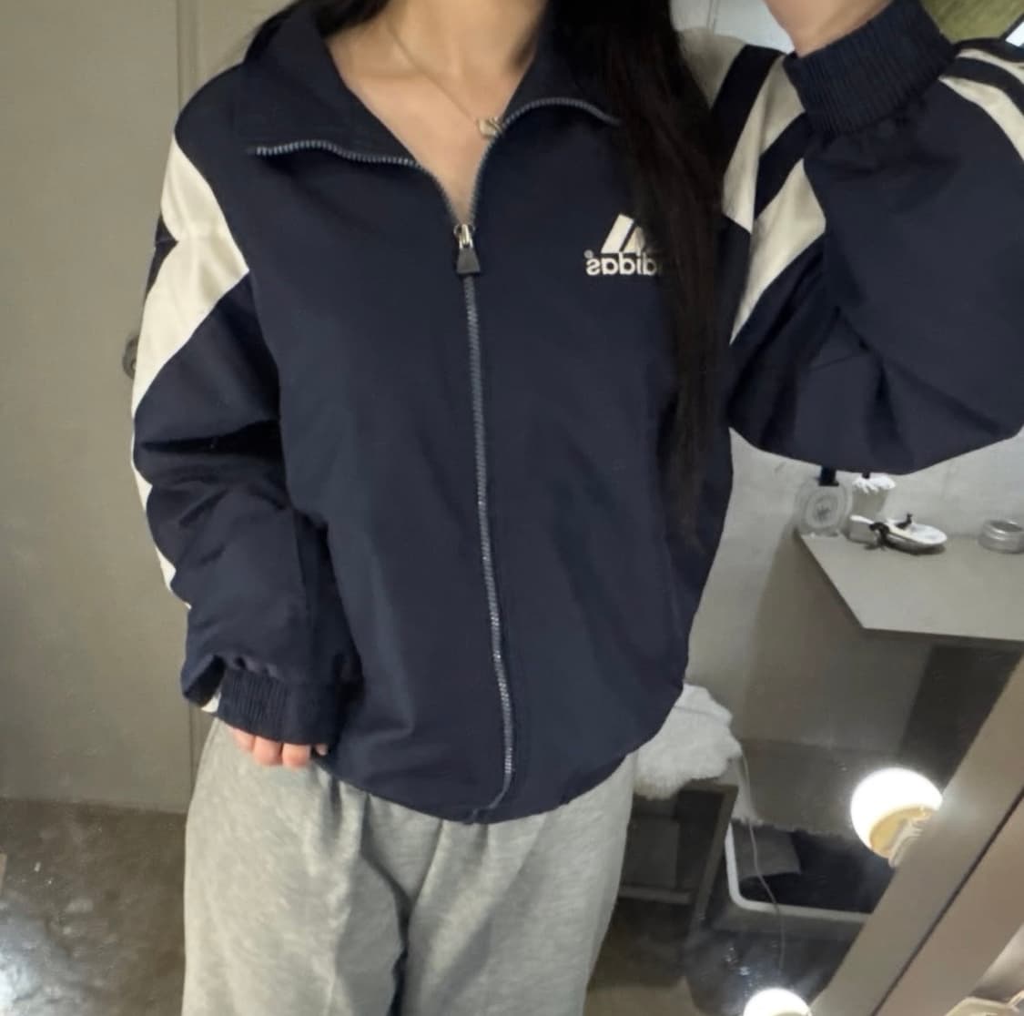 아디다스 삼선로고 배색 바람막이 💙🤍 상품이미지1