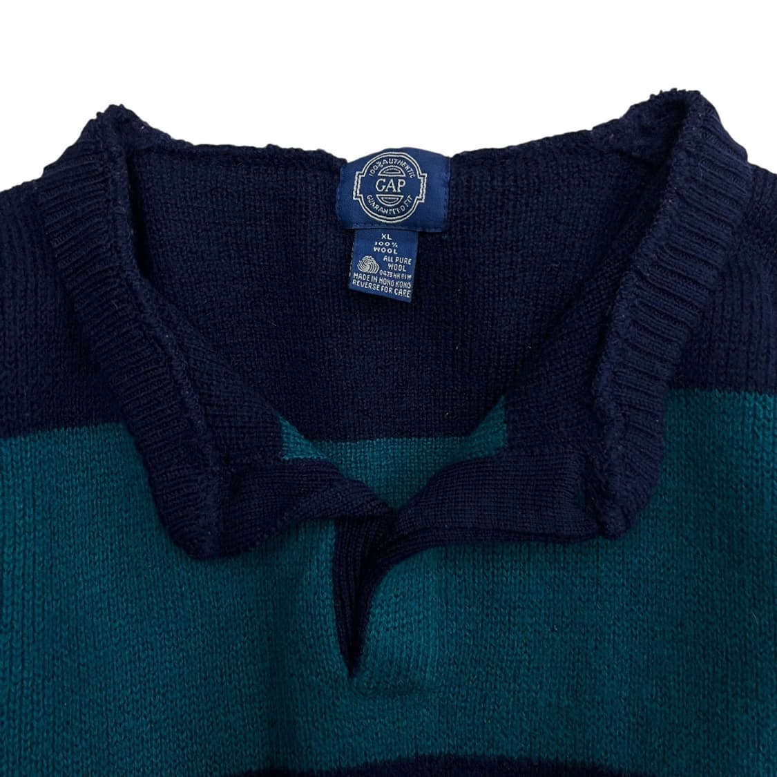 갭 오션그린 배색 네이비 단가라 니트 XL 상품이미지5
