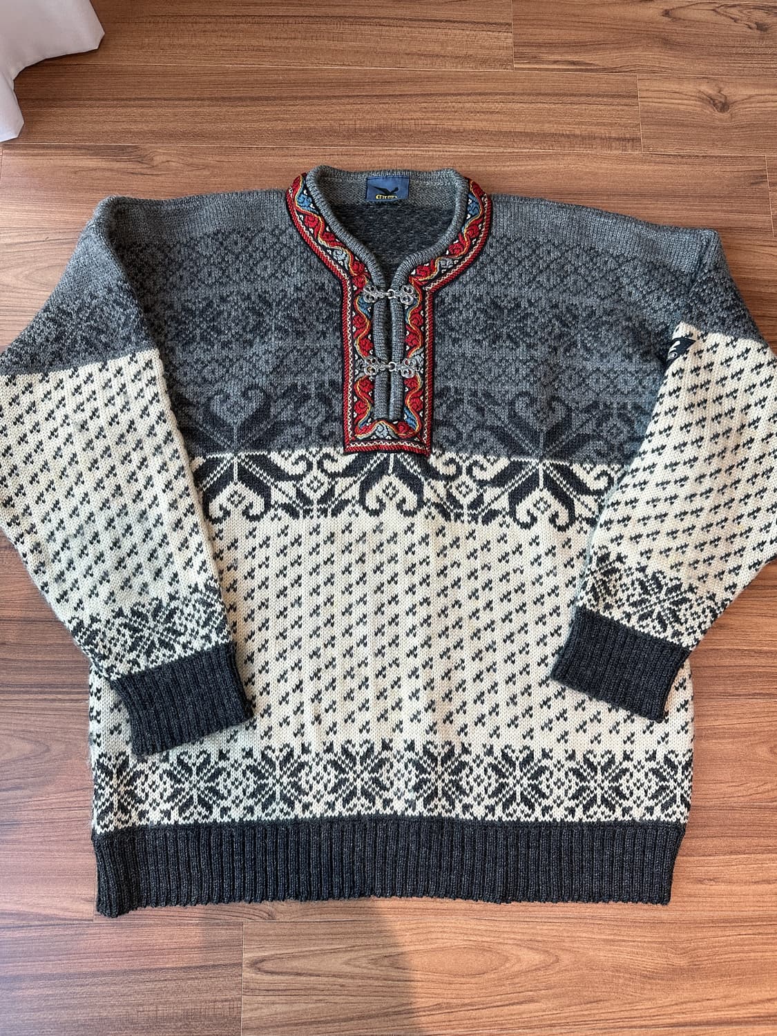 노르웨이산 빈티지 헤비울 노르딕 니트 스웨터 M 상품이미지1