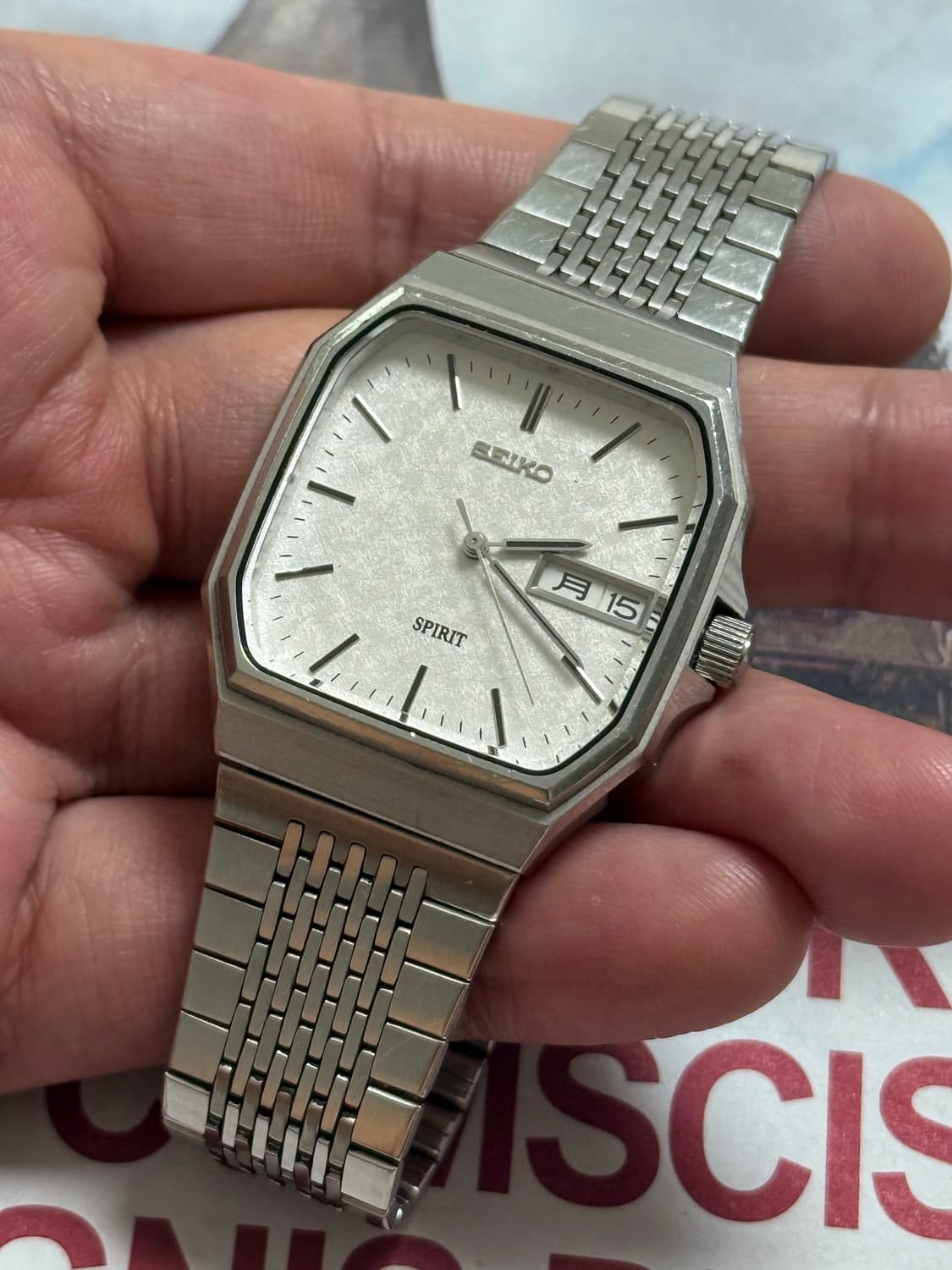 Seiko 세이코 쿼츠 SPRIT 스퀘어 스노우 플레이크 Day-Date 상품이미지3