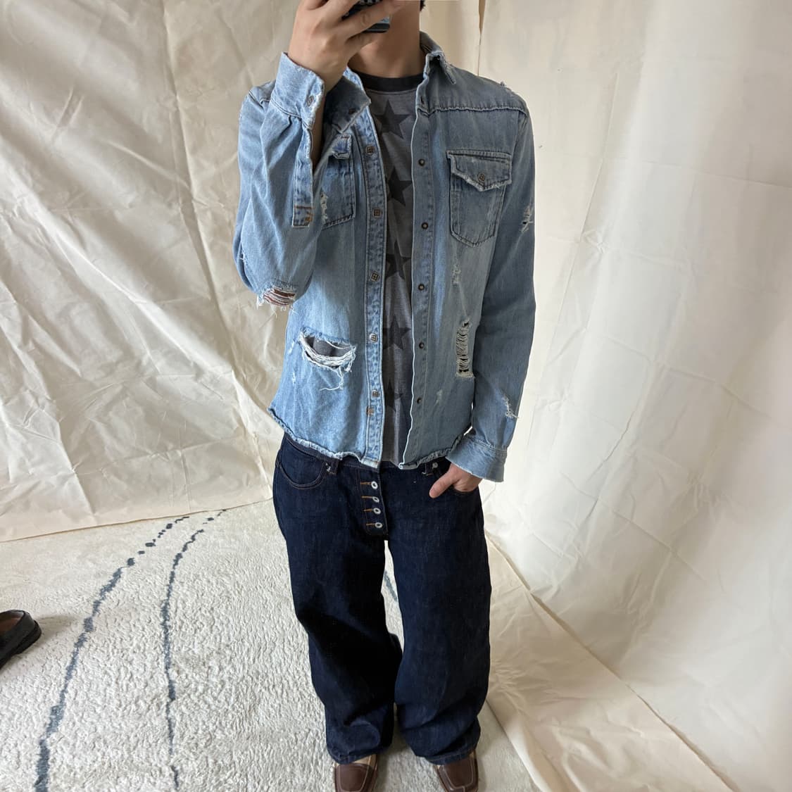 Ksubi Distressed Denim Western Shirt 상품이미지2