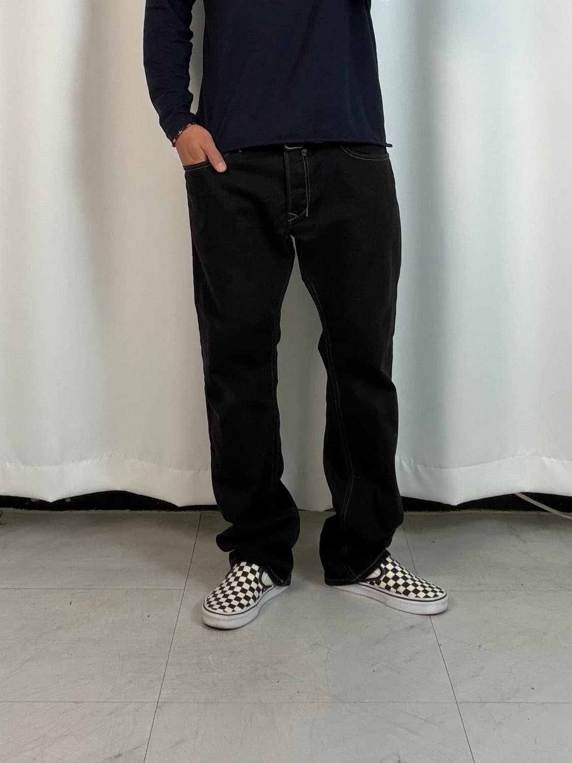 a601) 33 디젤Diesel 스트레이트 블랙진 상품이미지3