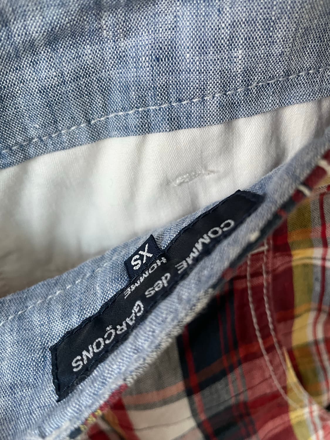 꼼데가르송 옴므 블리치 체크 쇼츠 상품이미지8