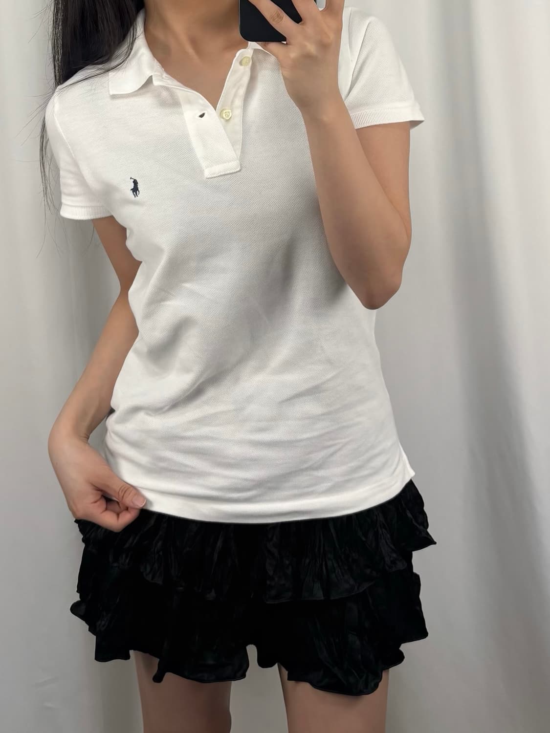 폴로 슬림핏 화이트 카라 반팔 상품이미지2