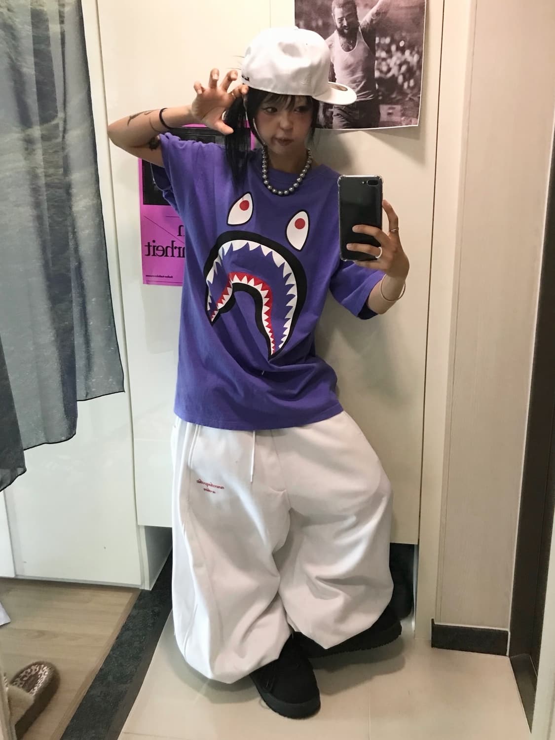 Bape Shark Big Printing Purple T-shirt 상품이미지2