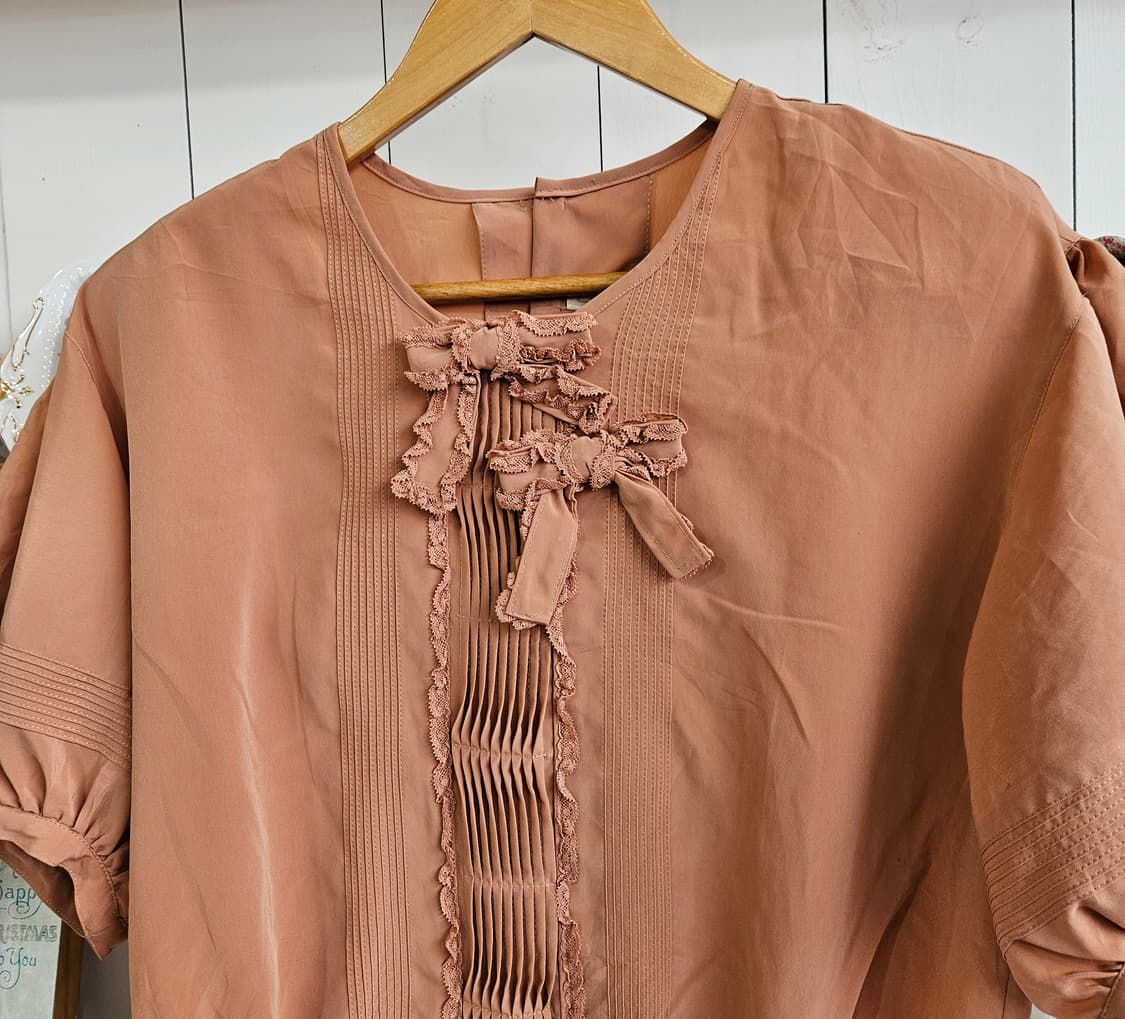 KETTY빈티지 코코아 핑크 프릴 블라우스 상품이미지2