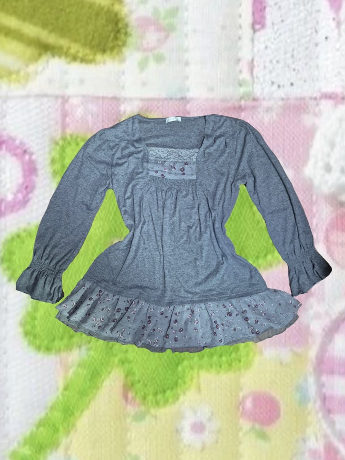 모리걸 빈티지 오리엔탈 블라우스 롱슬리브 리즈리사 로사체리 플라워 상품이미지1