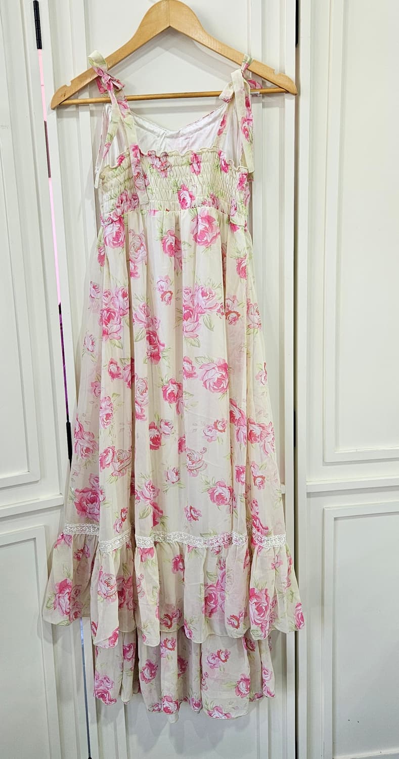 디어리 플라워 롱 원피스  레이스 프릴 상품이미지5