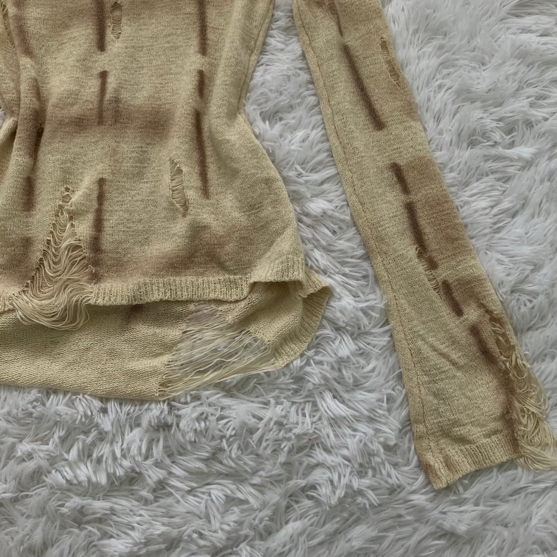 빈티지 아이보리 베이지 그런지 니트 964 y2k 스트릿 갸루 펑키 일본 상품이미지4