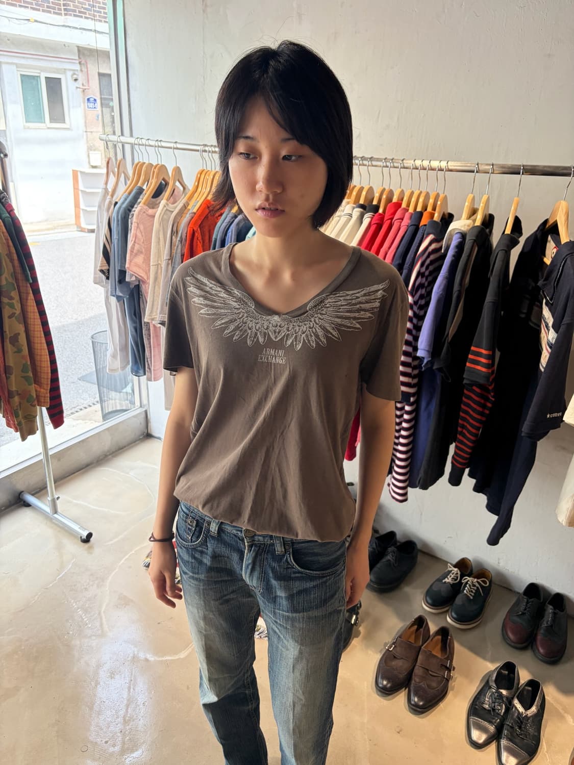 Armani Exchange 브이넥 반팔 티셔츠 S 상품이미지2