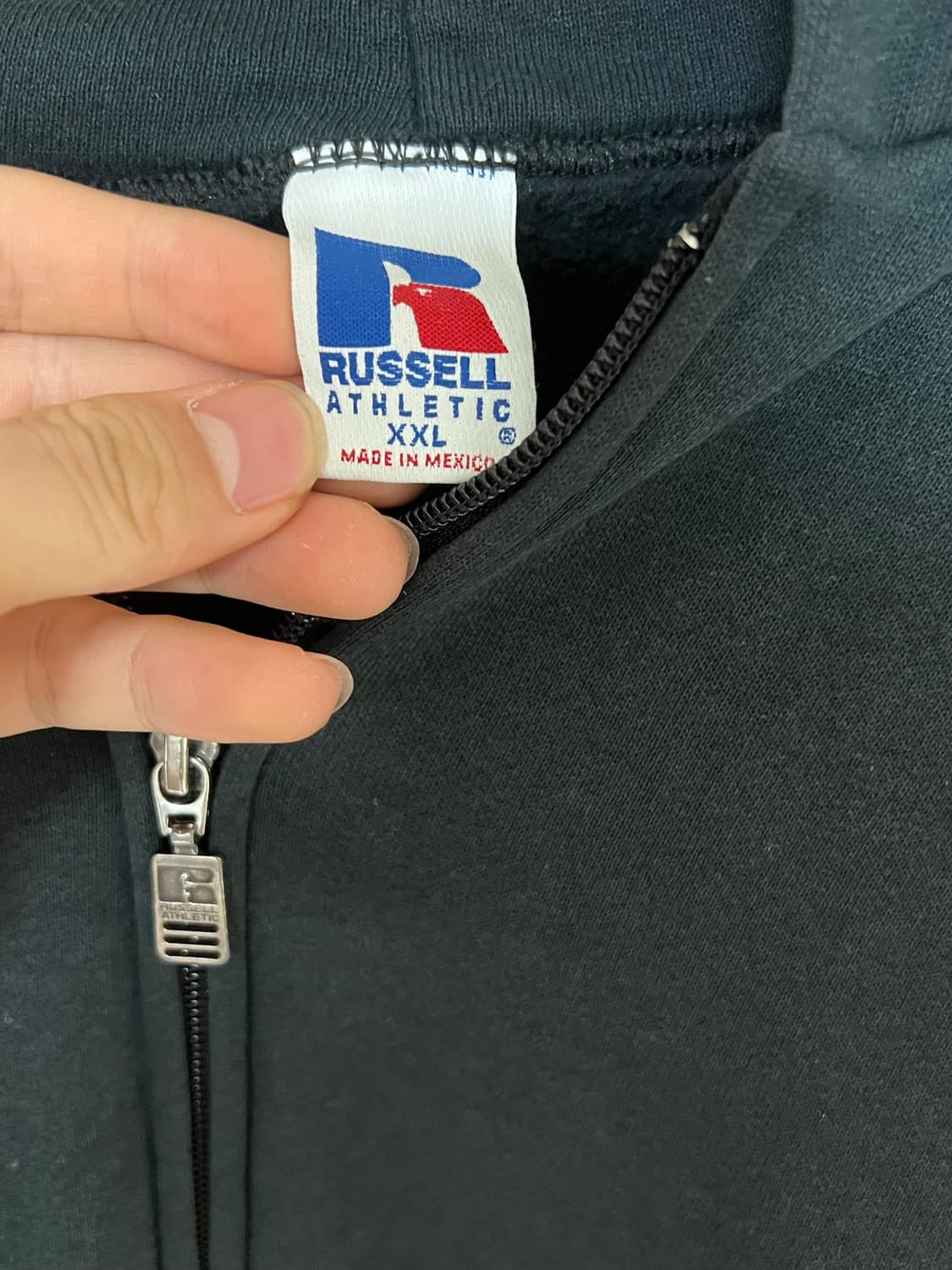 90s 러셀 블랙 후드집업 xxl 상품이미지3