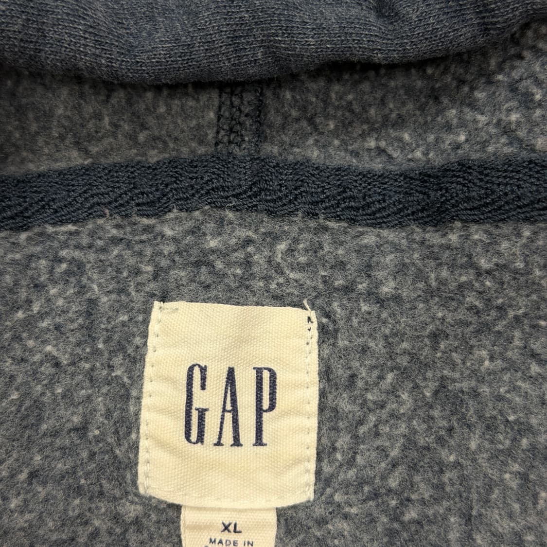 GAP 빈티지 스펠로고 기모 후드집업 자켓 차콜네이비 XL 상품이미지4