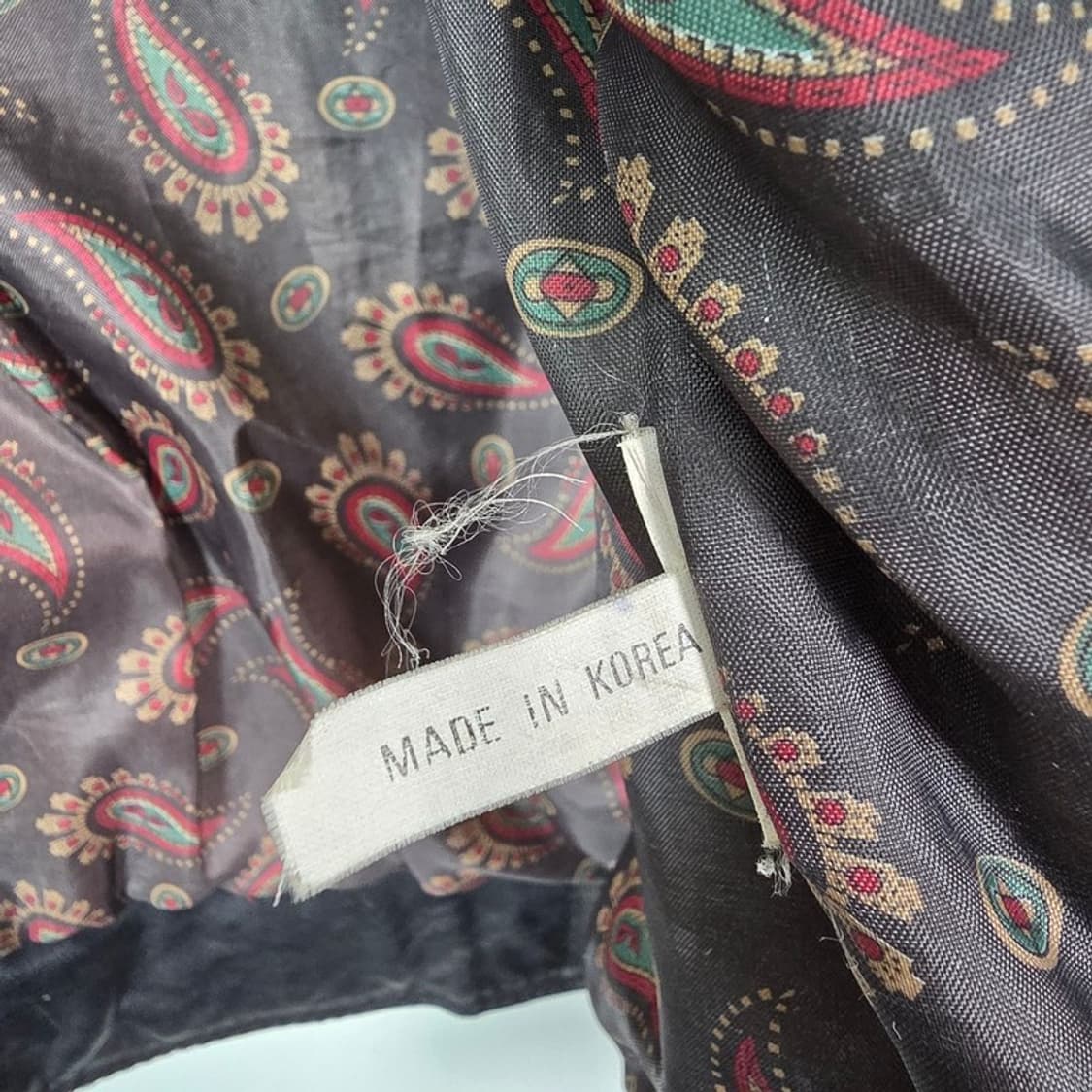 페이즐리 라이닝 블랙 램스킨 레더 봄버 자켓 L 상품이미지7