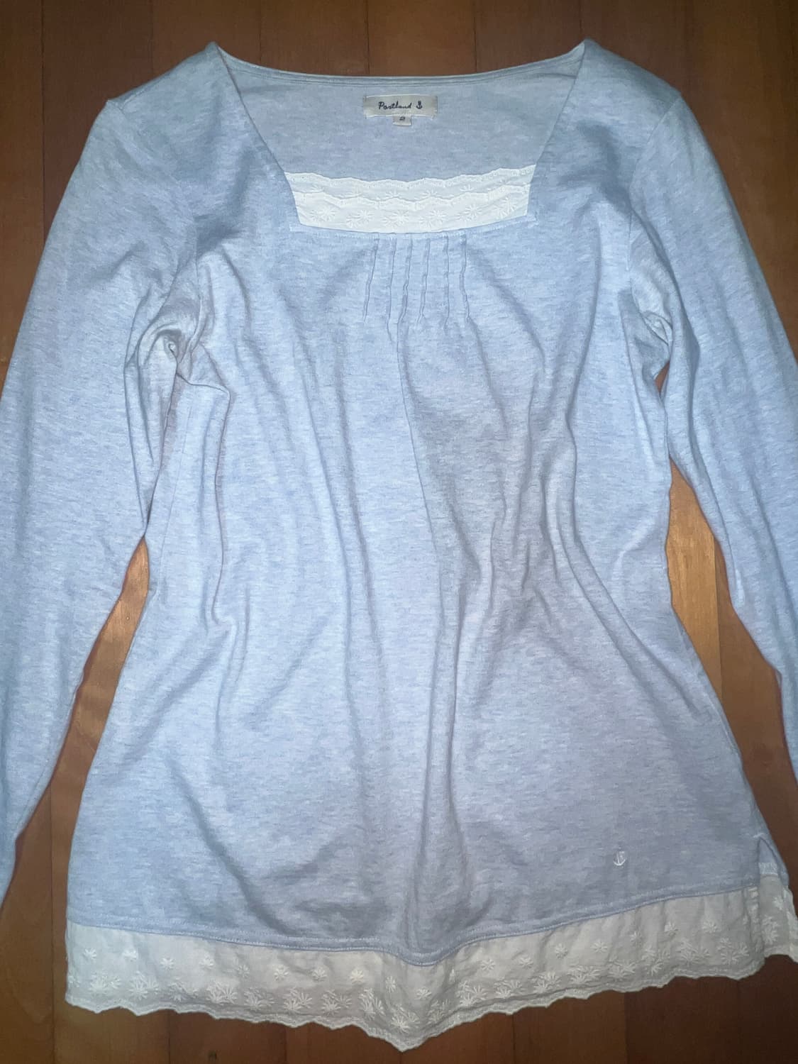 모리걸 파스텔블루 레이스 롱슬리브탑 상품이미지3