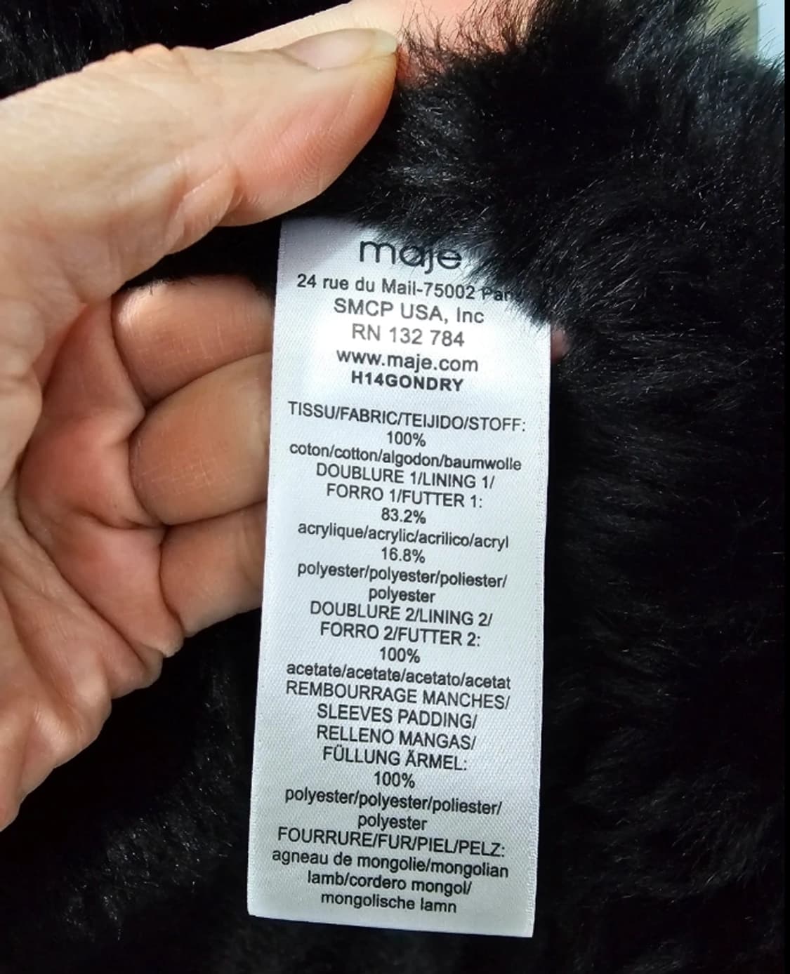 한섬 마쥬 램 야상 자켓 ~55 상품이미지8