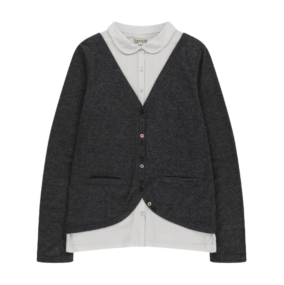 (1 2) 코이세이오 레이어드 셔츠 가디건 다크 그레이 상품이미지1