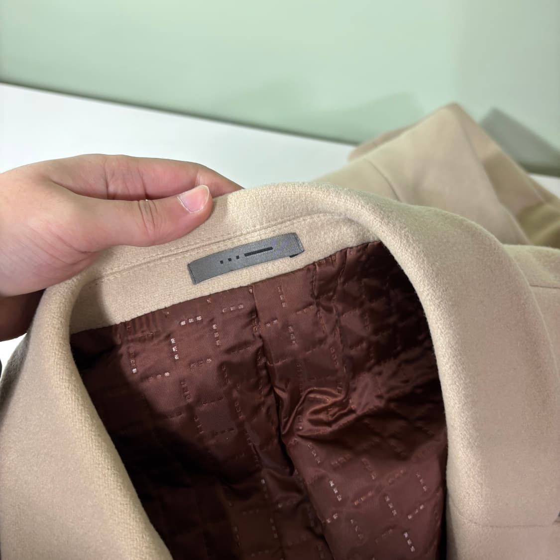 110 XL 지크 SIEG 라이트베이지 캐시미어블렌디드 싱글롱코트 상품이미지5