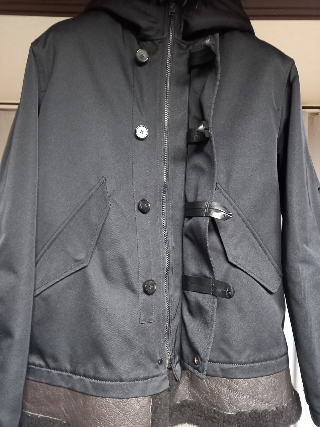 시스템옴므 양가죽 배색 라쿤 퍼 파카 상품이미지5