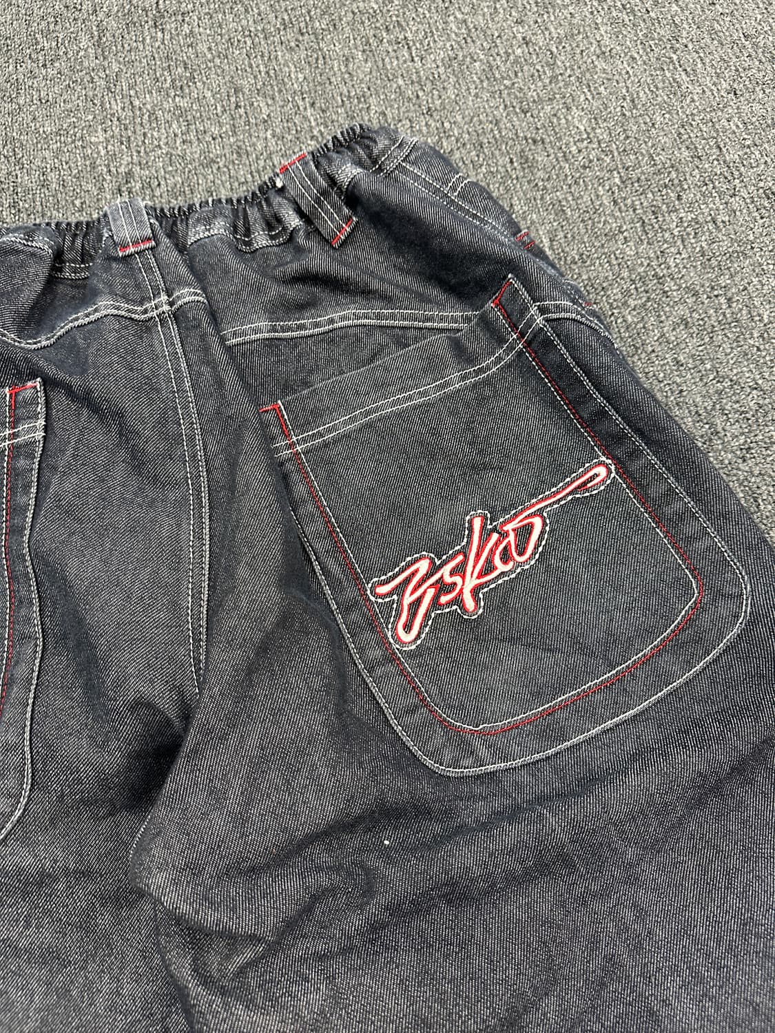 ESKO JEANS 빈티지 올드스쿨 힙합팬츠 벤딩 흑청 데님 반바지 상품이미지2