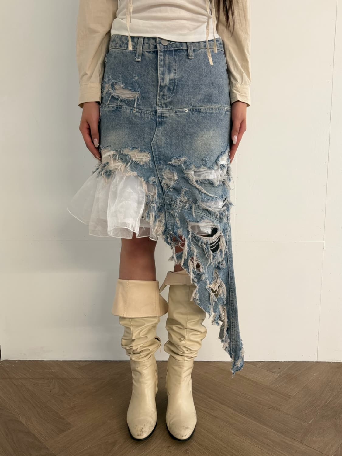 reworked denim skirt 상품이미지4