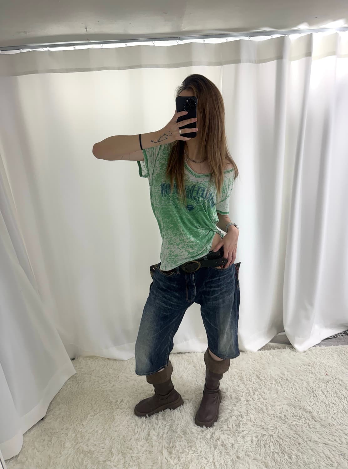 사쿠라 패치워크 버뮤다 데님 상품이미지2