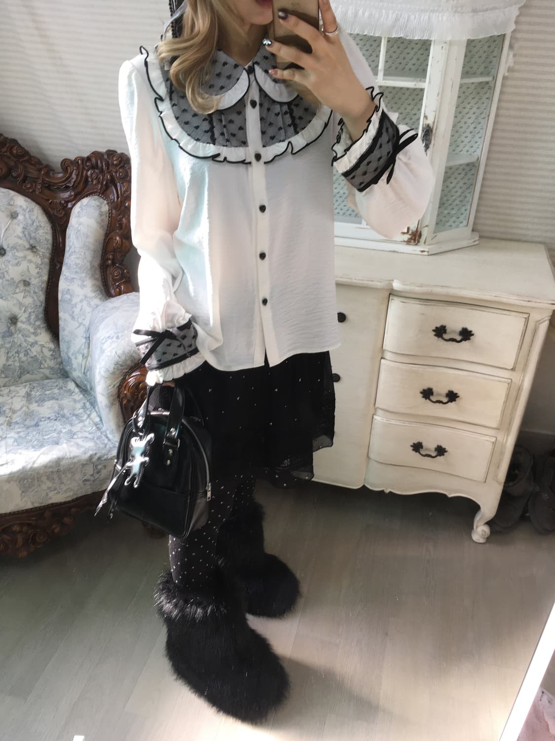 jpn vintage deary royal lovely ruffle bl 상품이미지4