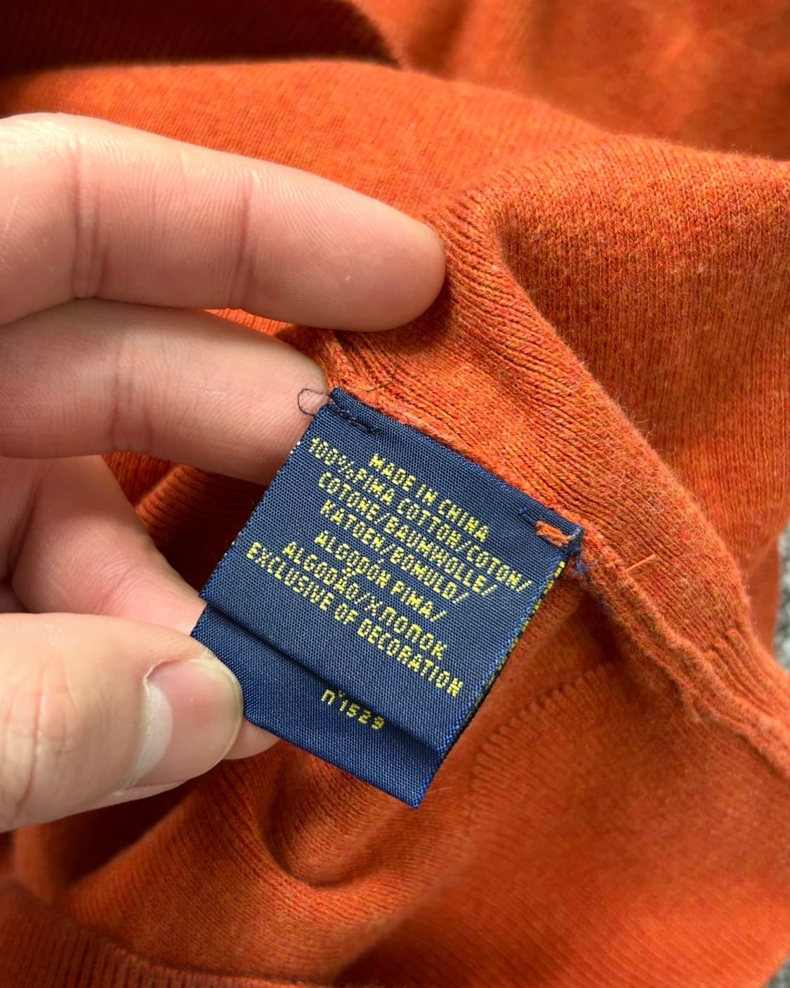 폴로 랄프로렌 피마 코튼 오렌지 브이넥 니트 상품이미지10