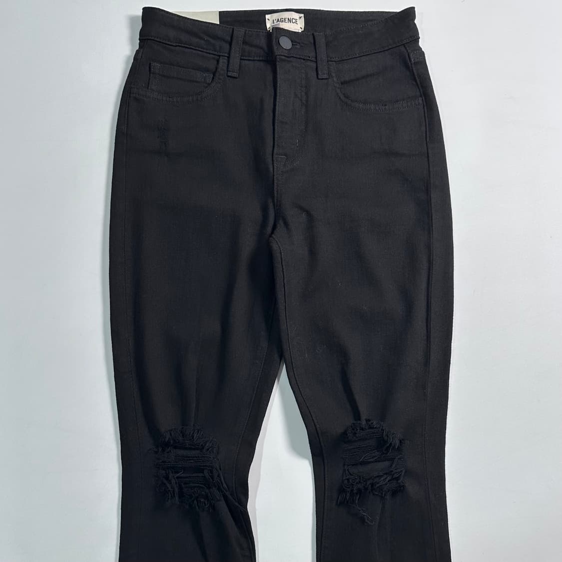 라장스 컷팅 블랙 팬츠  상품이미지1