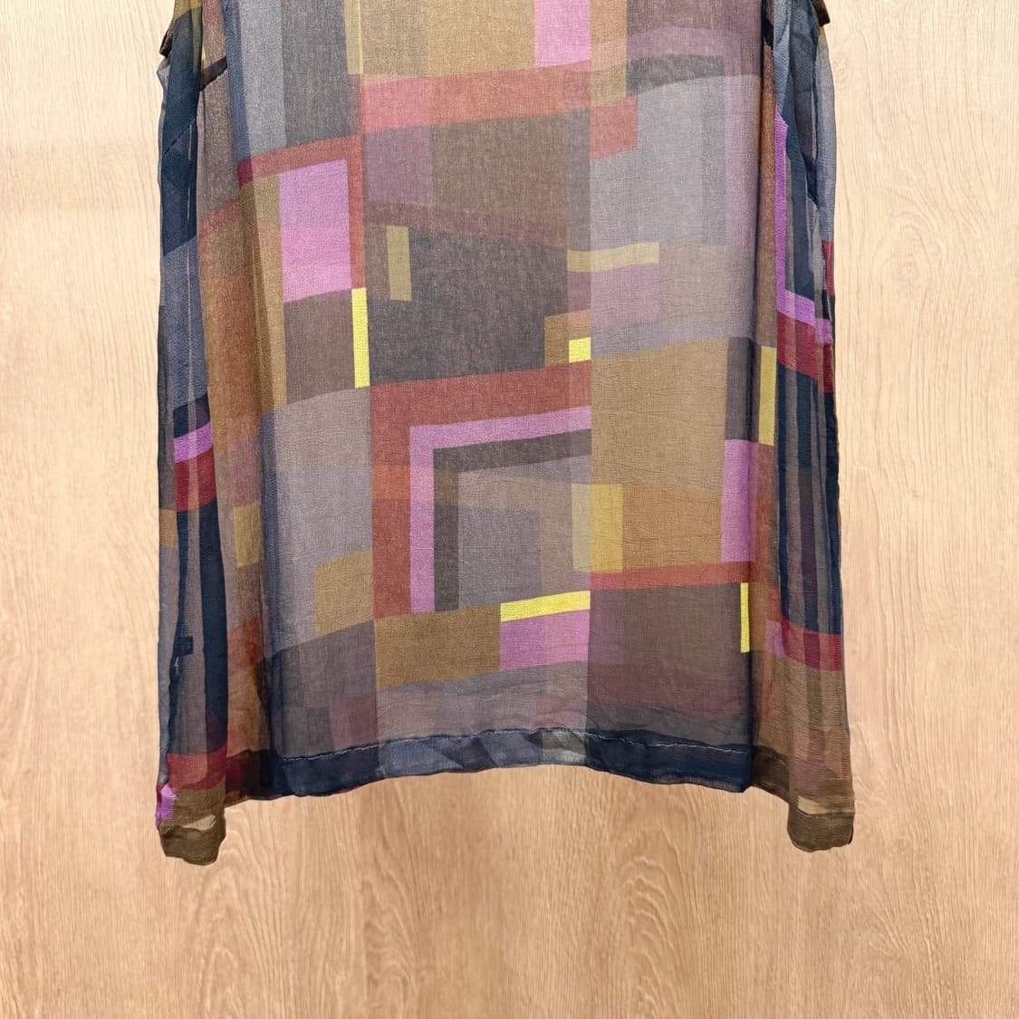 폴스미스 멀티 체크 시스루 퍼프소매 반팔 블라우스 티셔츠 상품이미지5