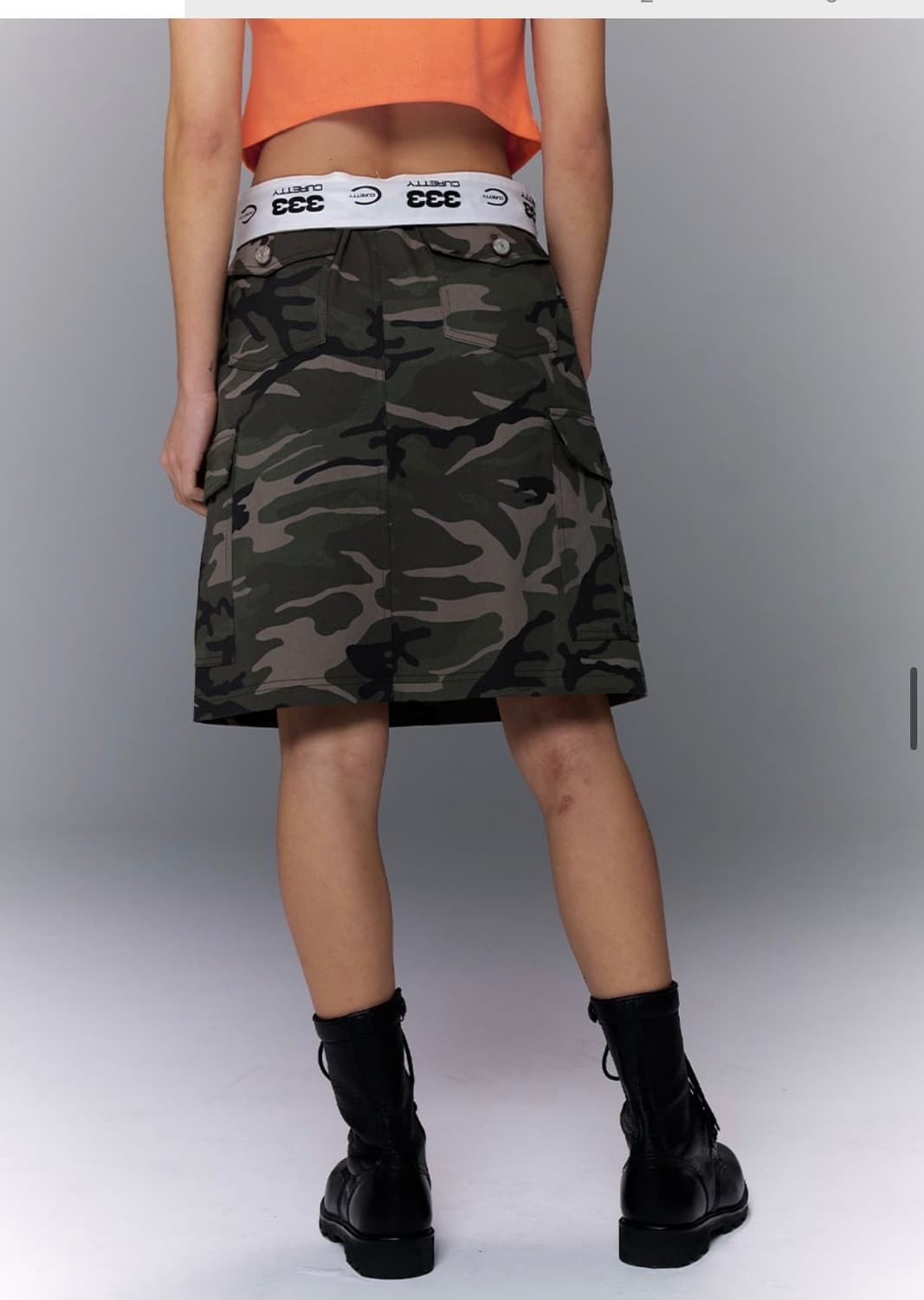 큐리티  CAMO MIDI CARGO SKIRT_KHAKI 상품이미지4