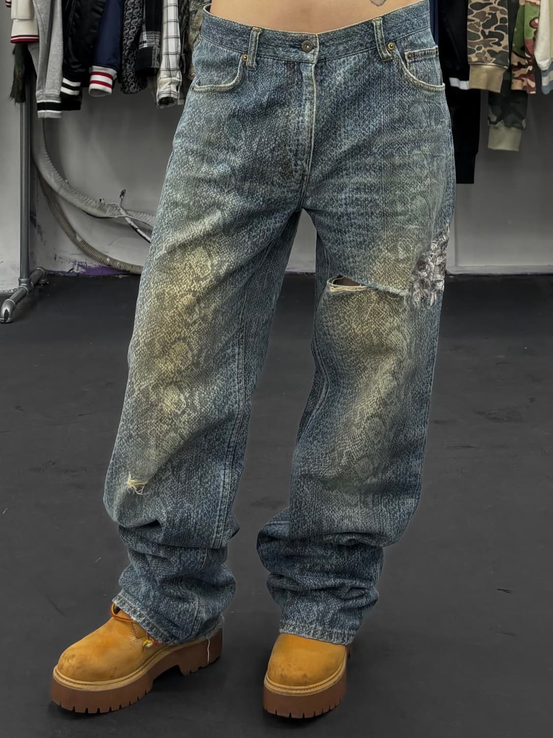 카라쿠리 타마시 뱀피 오리엔탈 데님팬츠 상품이미지4