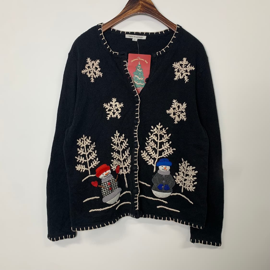 새상품 Japanese vintage 자수 블랙 니트 가디건 상품이미지2