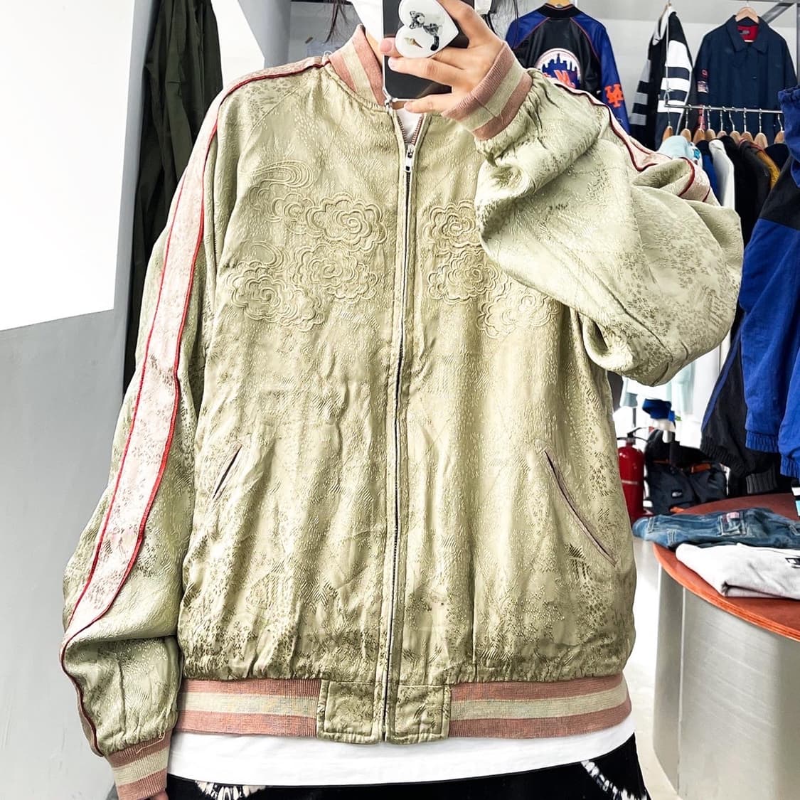 제패니즈 오니 자수 리버시블 사틴 스카쟌 상품이미지3