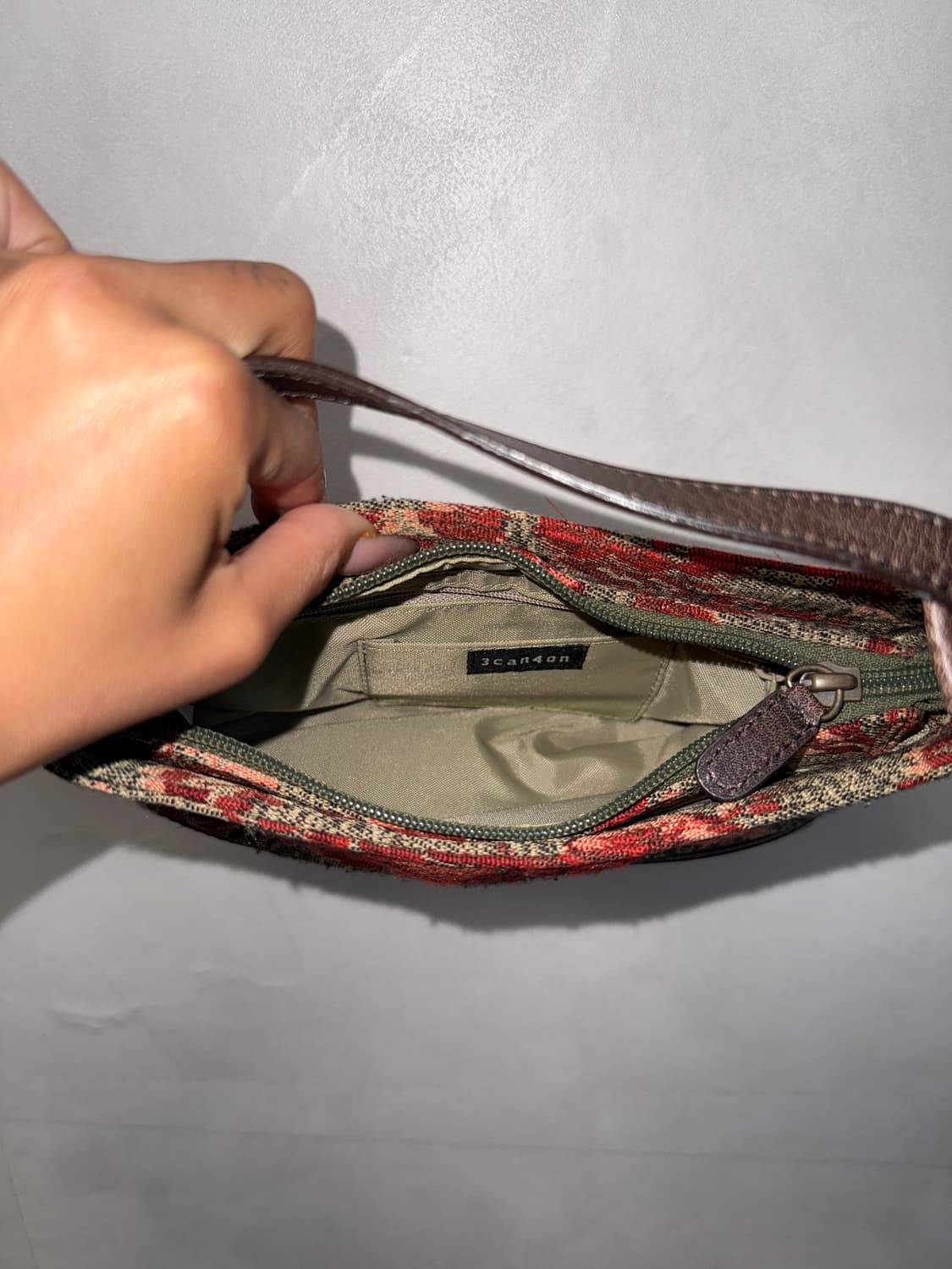 Red brown oriental jacquard flower 숄더백 상품이미지5