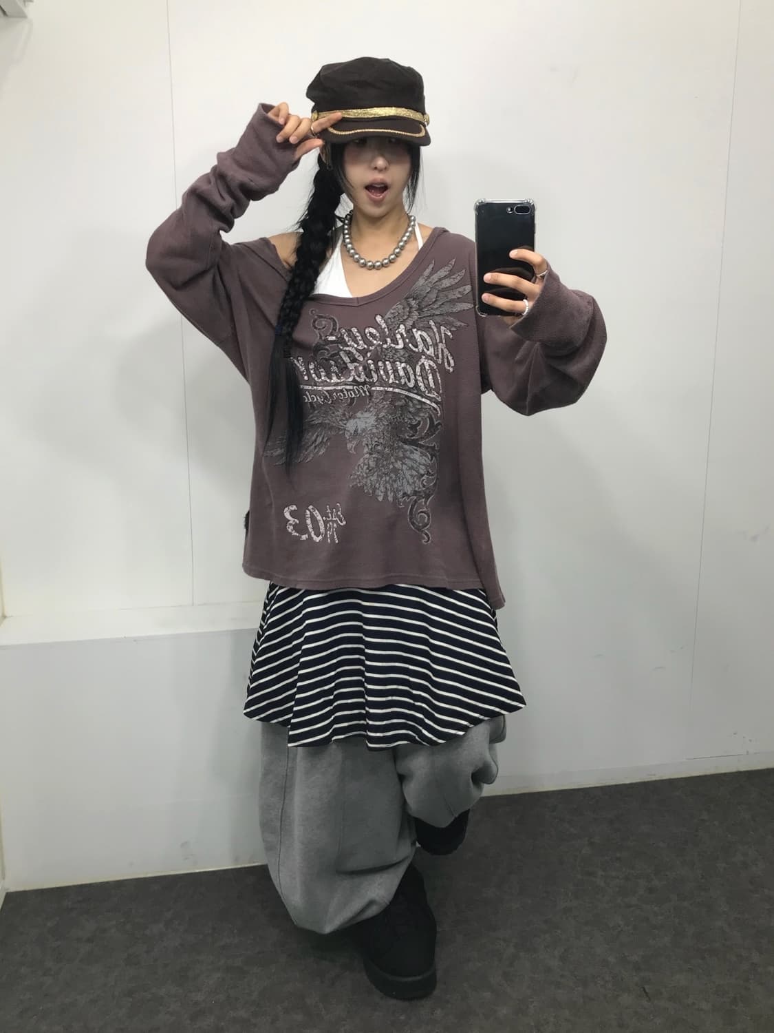 할리데이비슨 브라운 후드 원숄더 큐빅 롱슬리브 ( 대장 ) 상품이미지4