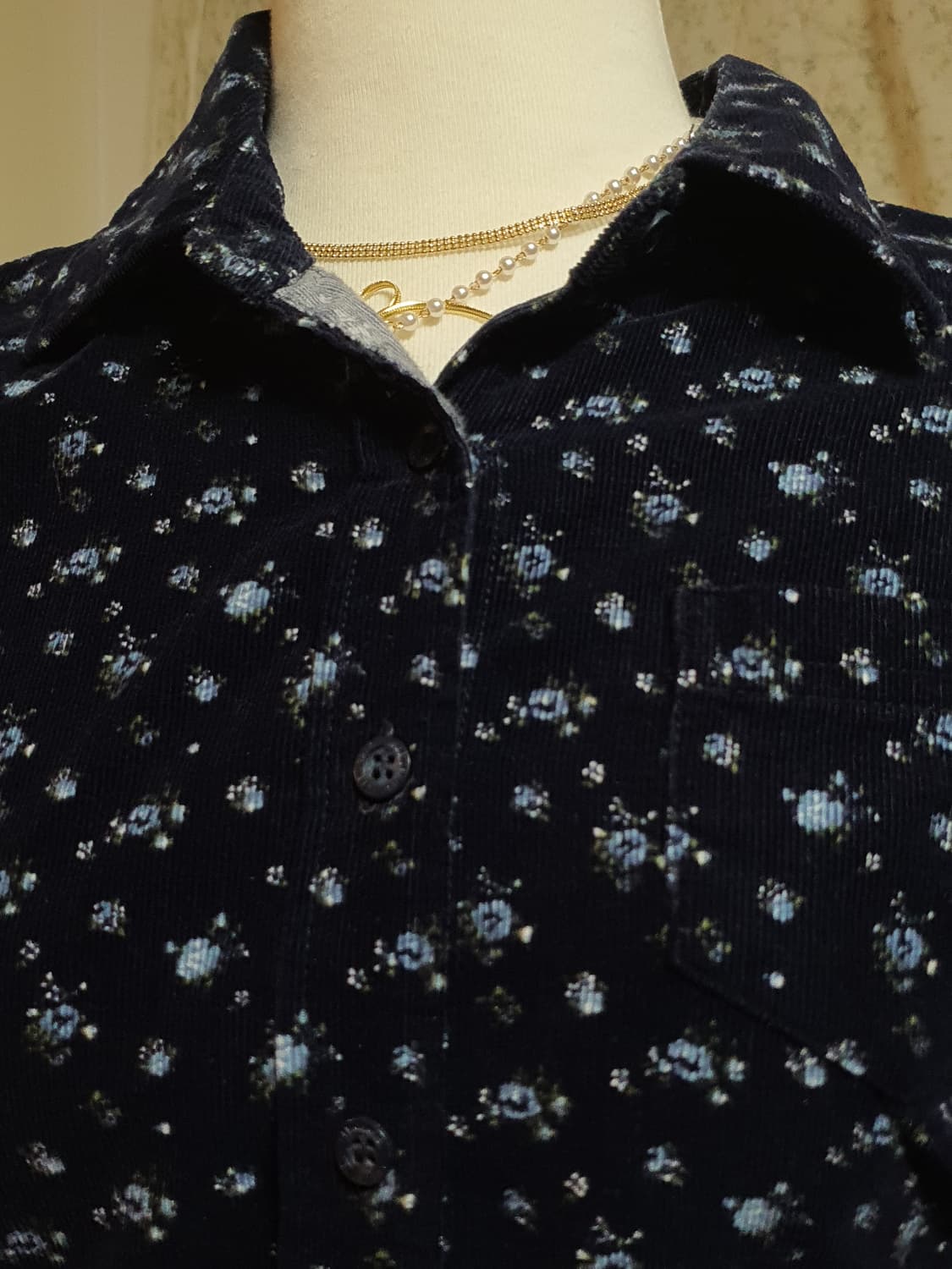 [빈티지] LEE 네이비 꽃무늬 코듀로이 긴팔 셔츠 95 상품이미지2