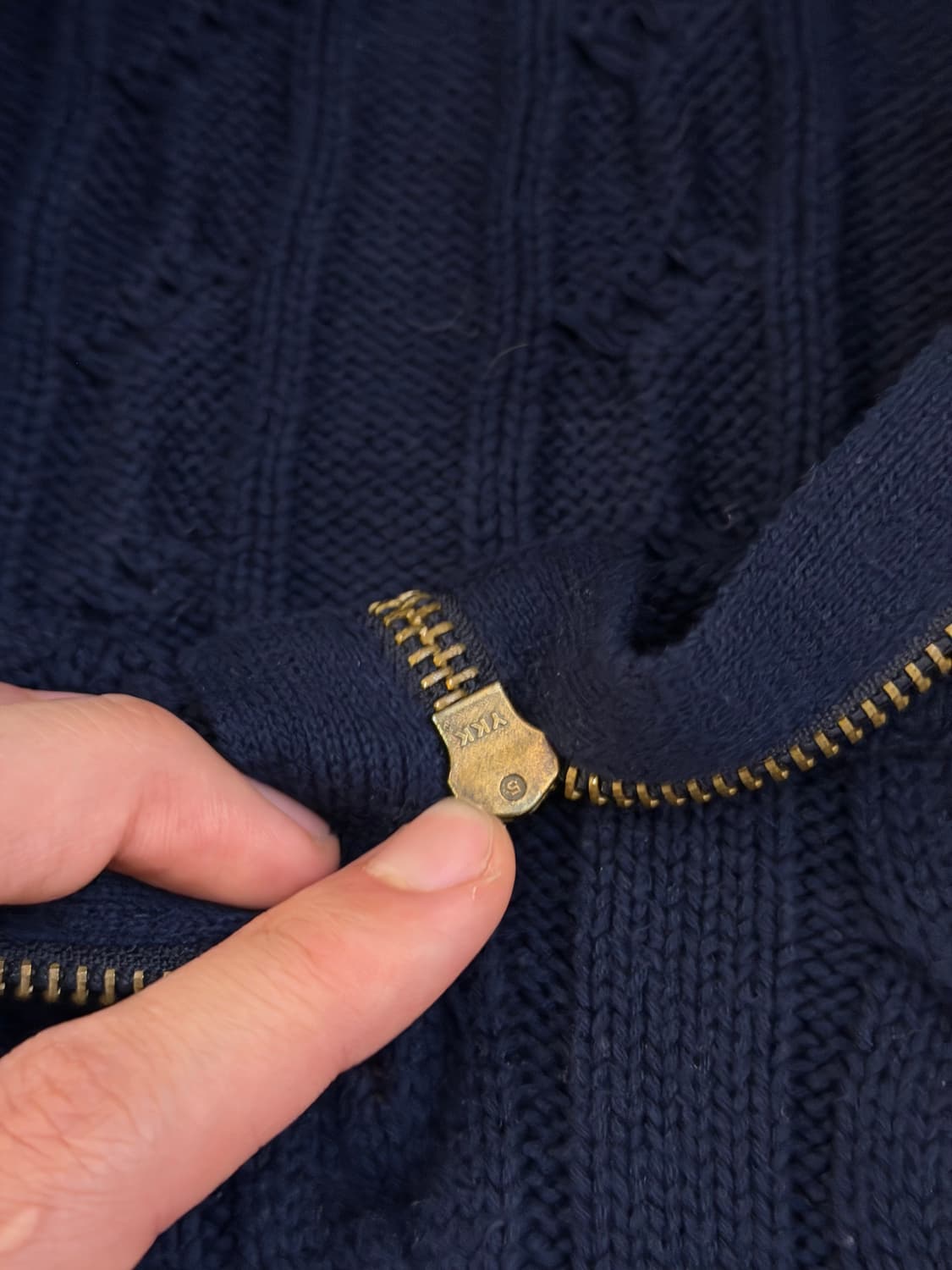 폴로 랄프로렌 꽈배기 케이블 반집업 니트 네이비 상품이미지3